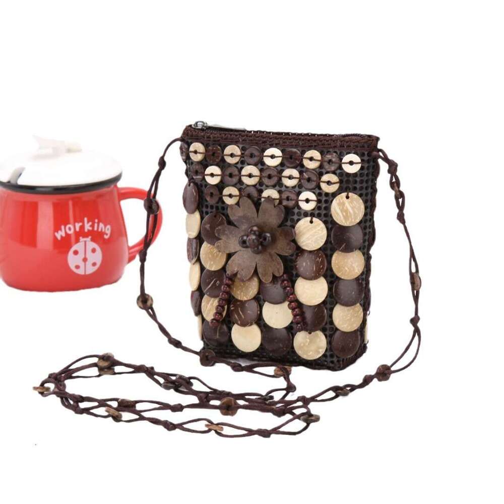 Crossbody Single Shoulder Coconut Shell Beaded Phone Coin Purse Ethnic Women's Bag For Tourist Attractions Dropshipping