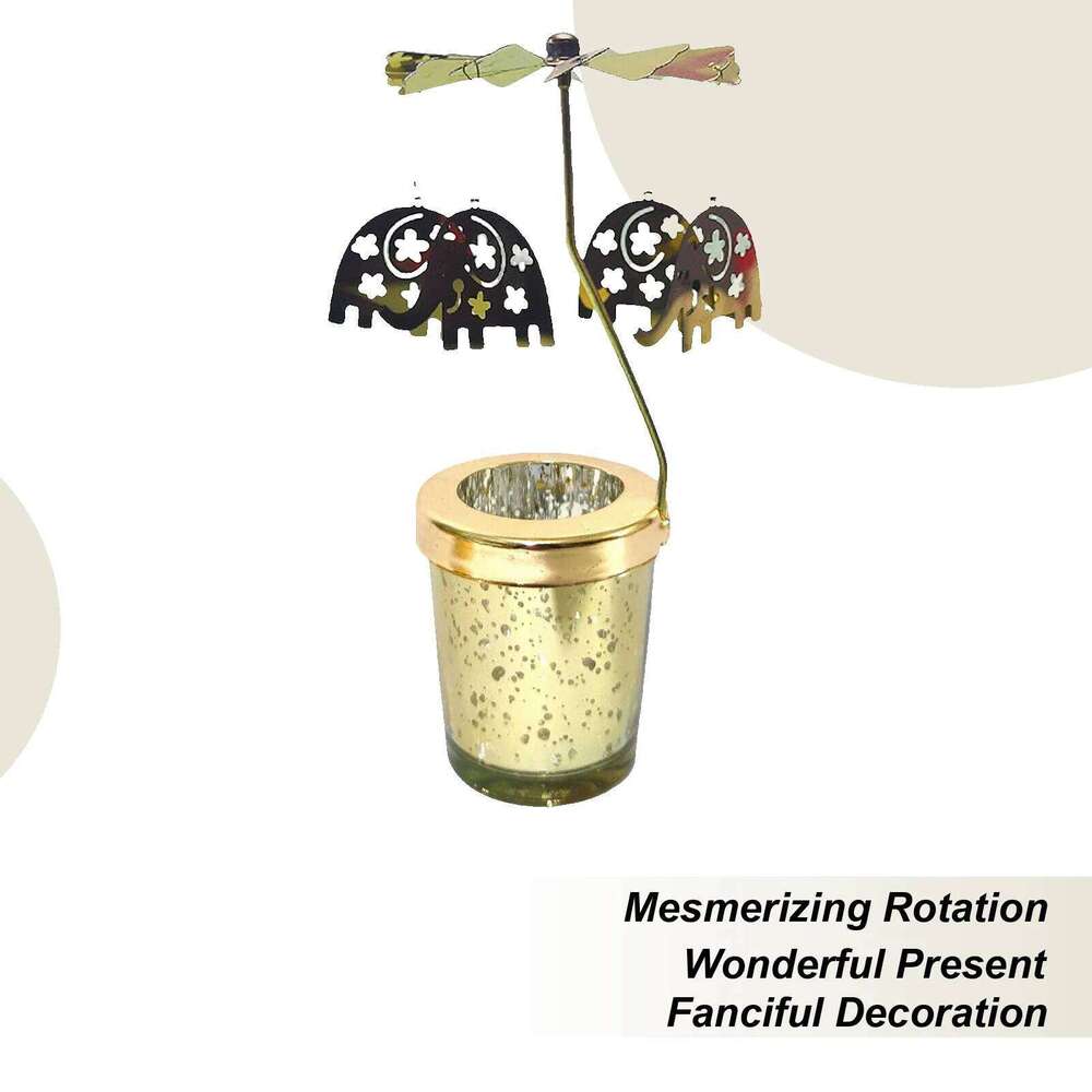 SpinningCandle Cat Carousel Spinner Rotating Tea Light Candle Holder for Table Centerpiece Y260131