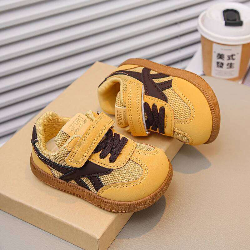 Children's Sneakers Size 18-29 Khaki Breathable Boys and Girls Single Spring Autumn Yellow Soft Kids De Training Shoes Y260128