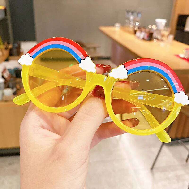 New Children Sunglasses Girls Decorate Rainbow Fashion Sun Glasses Cute Baby Outdoor Sunshade Eyewear UV400 Gafas De Sol H260130