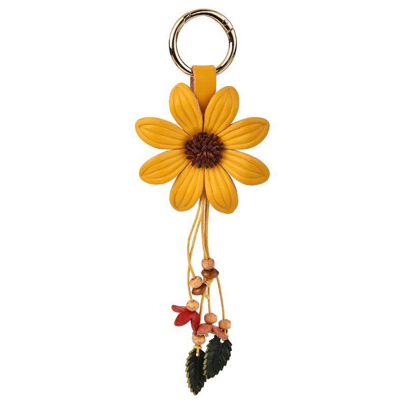 Couple birthday gift Gifts Keychain Bag Charm Flower Leather Keychain Green Heart Metal Car Keychain Purse Pendant for Women Men Valentine's Day 