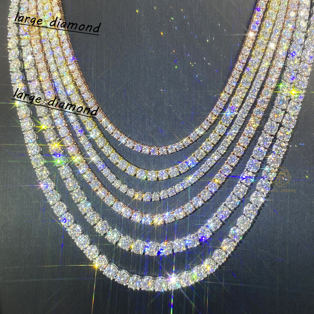 925 Sterling Silver Hip Hop Men Bracelet Jewelry 2mm 3mm 4mm 5mm 65mm White Yellow Pink Red Moissanite Tennis Necklace Chain