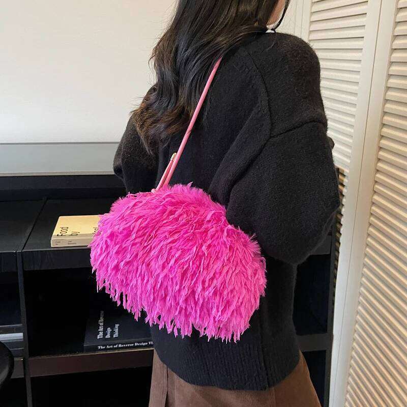 LEFTSIDE Women Small Plush Shoulder Bags 2025 Luxury Brand Crossbody Female Handbags and Purses Soft Warm Winter Bag XJ260131