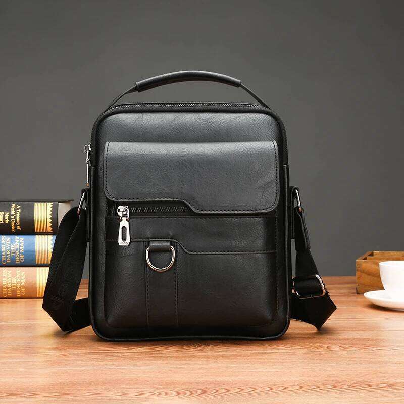 Cross-border business men's single-shoulder bag - large capacity, wear-resistant PU cross-body bag, multi-functional, water-resi