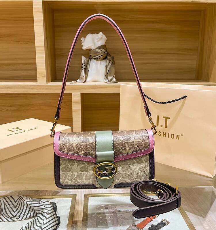 Women's handbag 2025 autumn/winter new fashionable contrasting color underarm bag, high-end feeling, carriage commuting shoulder
