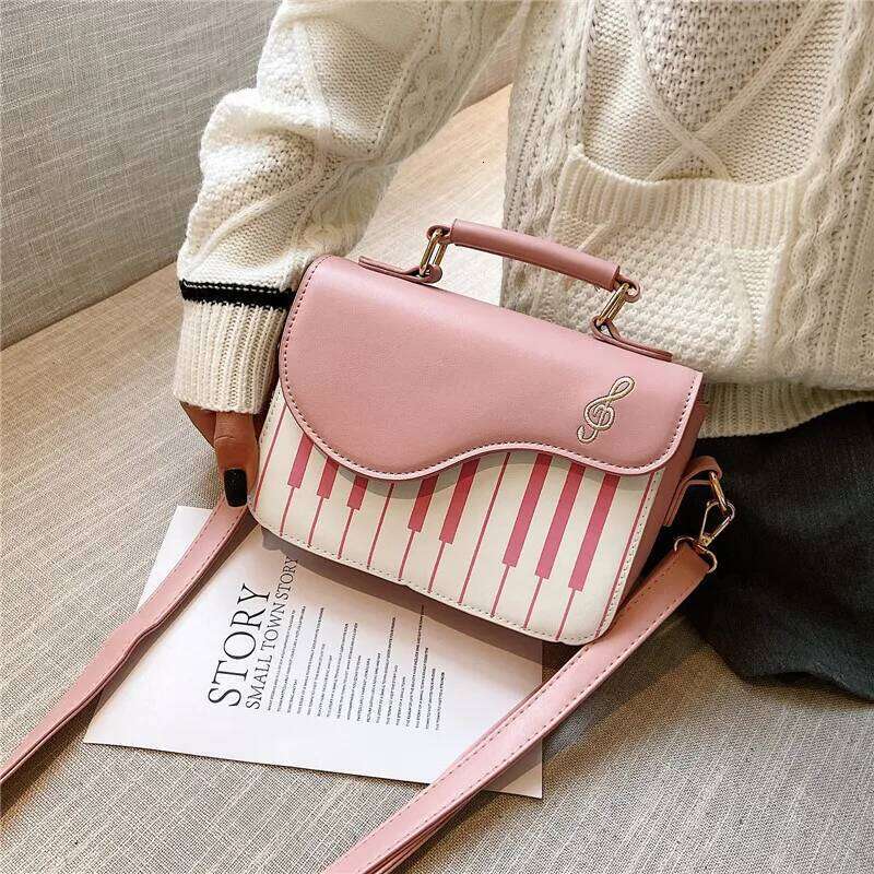 Single shoulder piano note style crossbody bag, handbag for women, fashionable color-matching embroidery small square