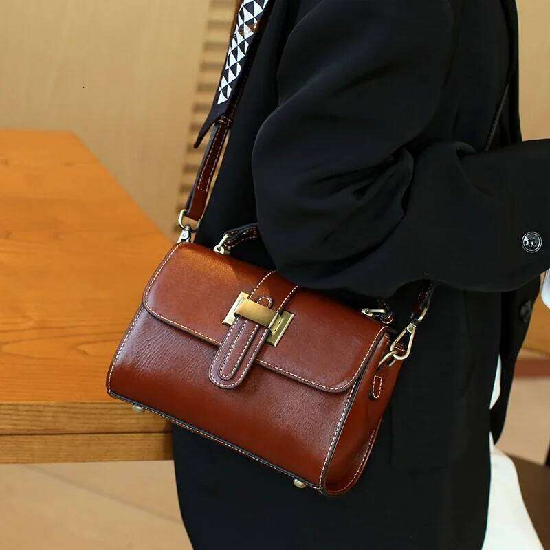 Women Cowhide Genuine Leather Bag Female Fashion Designer Luxury Handbag Ladies Small Square bag Retro Crossbody Shoulder Bags XJ260131