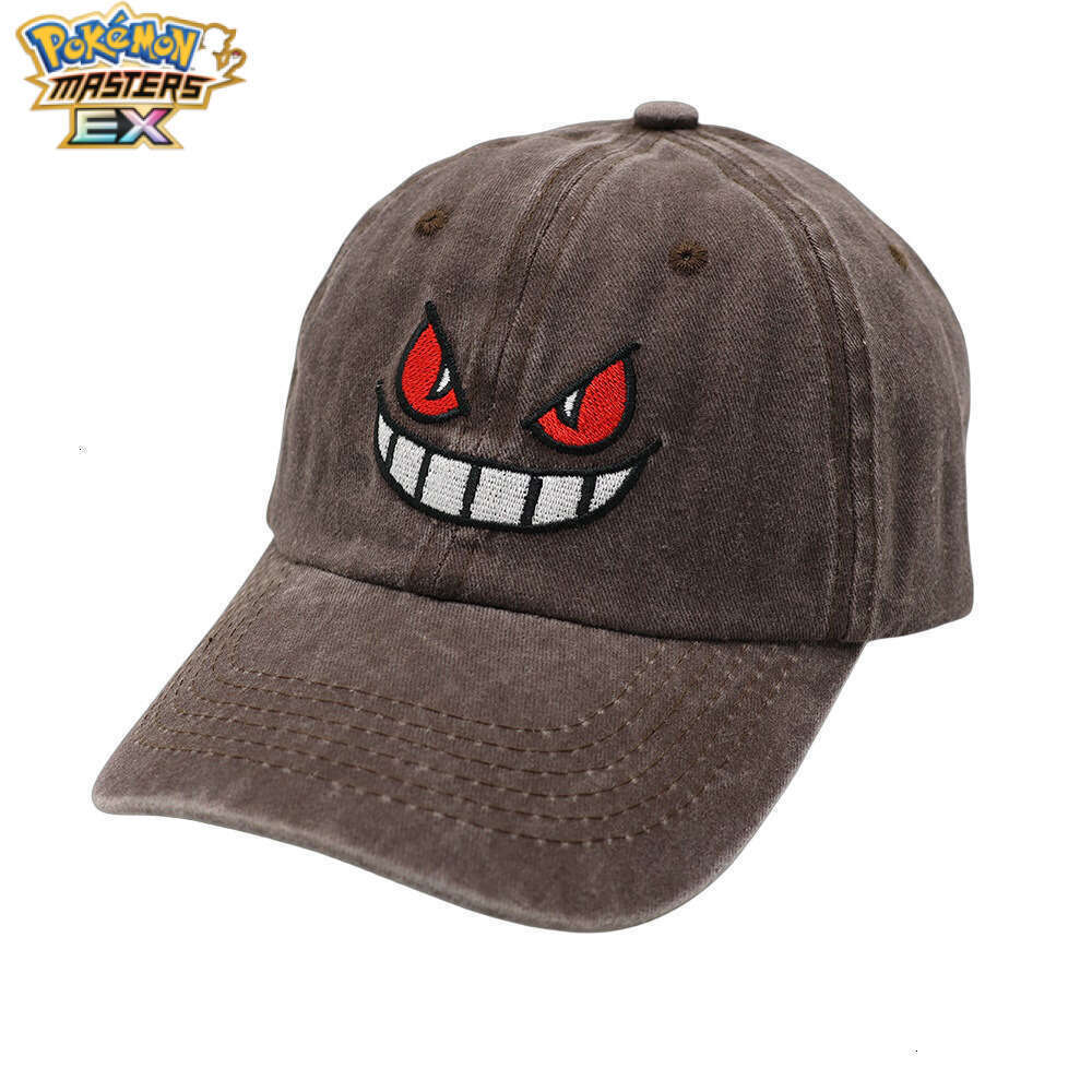 Cross-Border New Pokmon Gengar Embroidered Baseball Anime Cartoon Soft Top Washed Duckbill Cap Unisex Sun Hat L260131