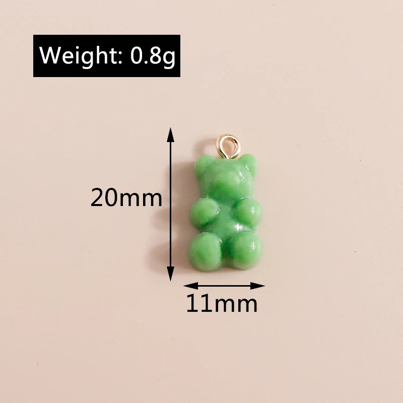 30pcs 11x20mm Cute Candy Colors Resin Bear Charms for Making Earrings Pendants Necklaces Bracelets DIY Crafts Jewelry Findings 260124