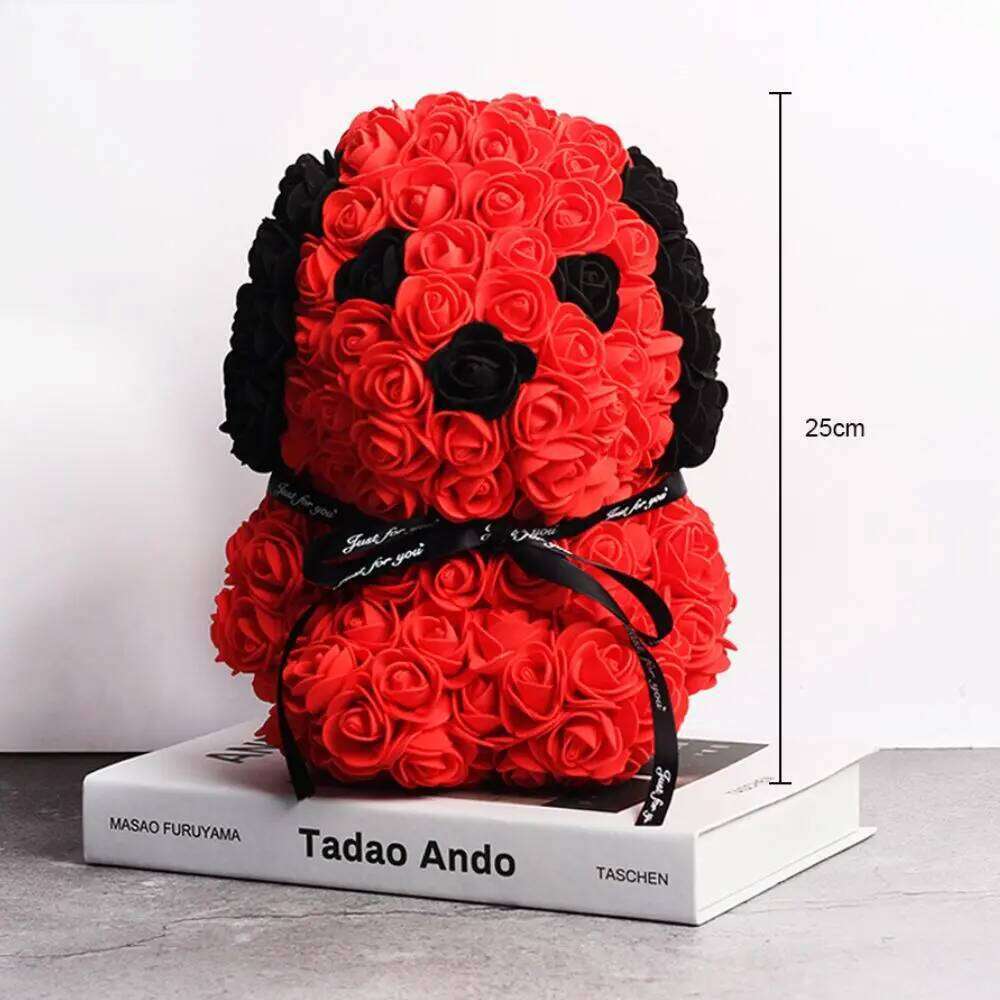 25cm Teddy Artificial Flower Rose of Christmas Decoration for Home Valentines Women Mother 's Gifts Soap Foam dog Y260131