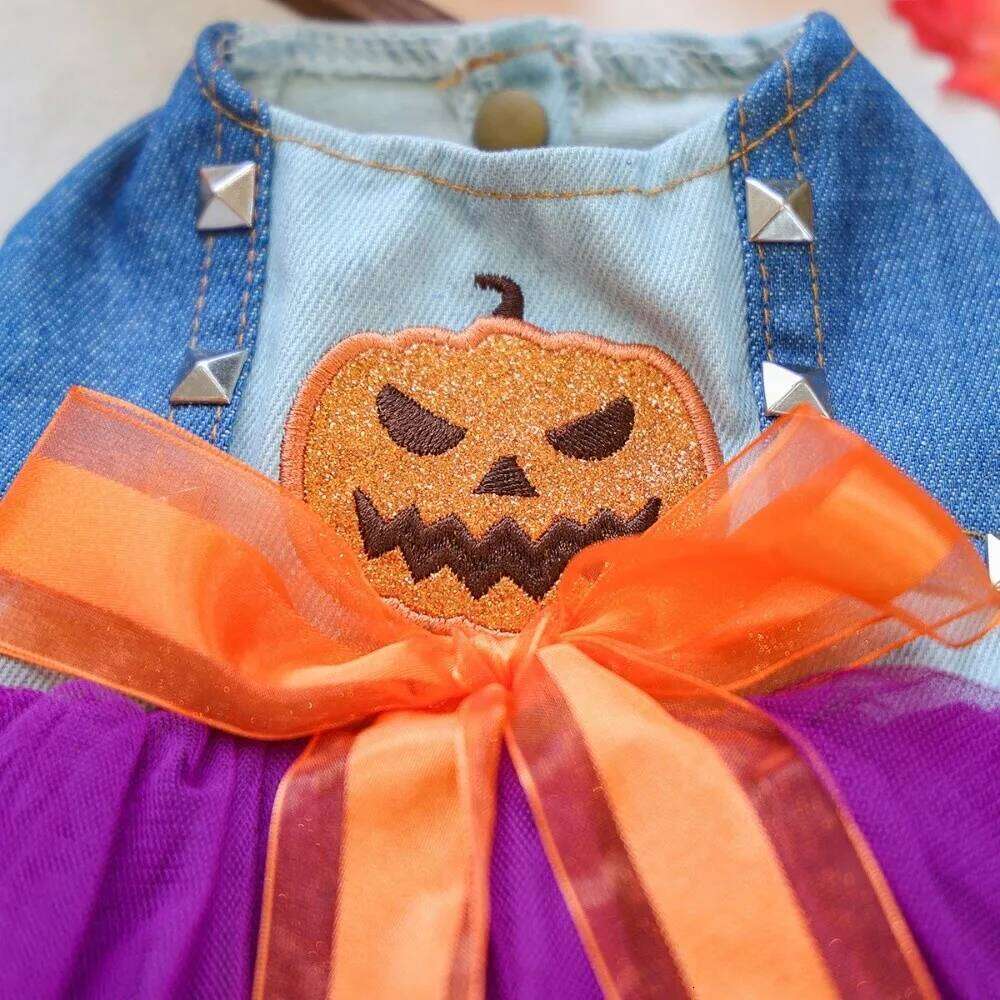 Pumpkin Halloween Dress Soft Adorable Lace Skirt Comfortable Chihuahua Size Small Dog Outfits Photograph Props H260130
