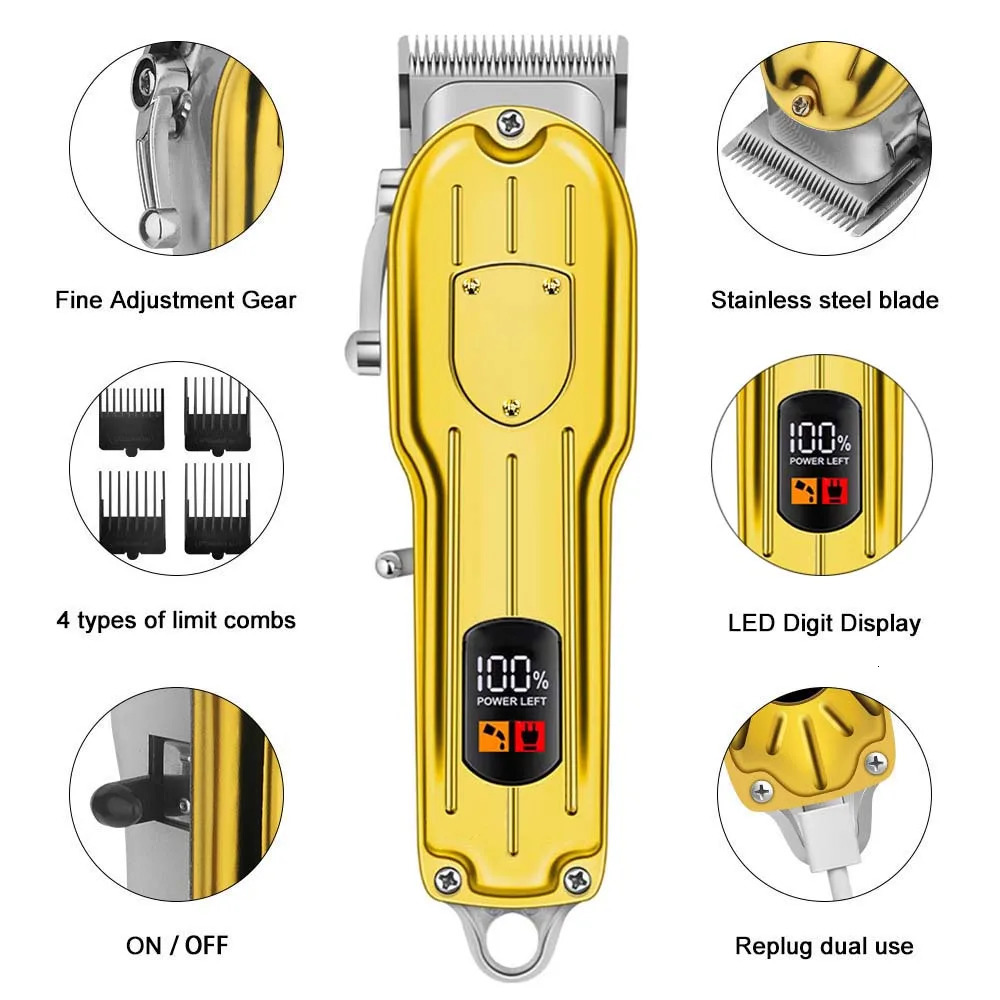 Professional Hair Clippers/Hair Trimmer/Beard Shaver for Men - Cordless Barber Clipper Hair Cutting Kit Haircut Grooming Kit 260129