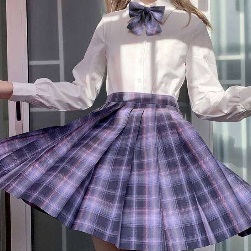 ZOKI Plaid Women Pleated Bow Knot Summer High Waist Preppy Girls Dance Mini Skirt Cute A Line Harajuku Sexy Japan Faldas XJ260131