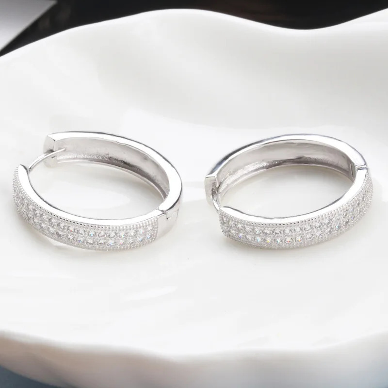 Buyee 925 Sterling Silver Female Hoop Earring White Zircon Earring for Women Fashion Classica Wedding Fine Jewelry Earring 260126