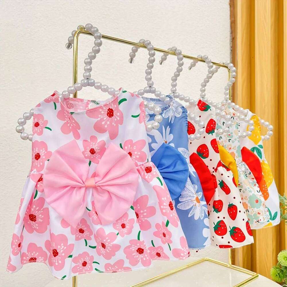 Floral Princess Dress For Dogs, Dog Spring Summer Trim Dress, Thin Cute Pet Clothes H260130