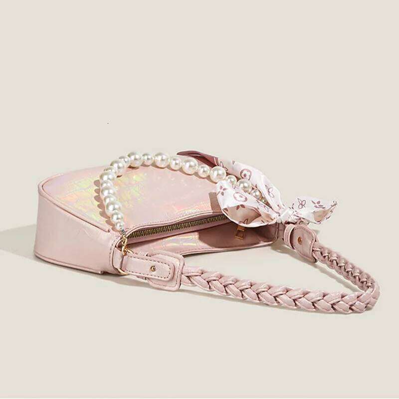 Pearl Female Retro Luxury Designer Handbag Bow Crossbody Bags Fashion Women's Pink Trend Shoulder Purses Underarm Bag