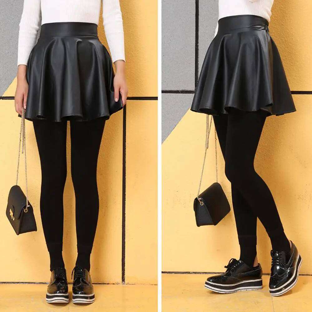 Women Faux Leather Skirts High Waist Elastic Mini Short Skirt Multipurpose For Skater Work Nightclub XJ260131