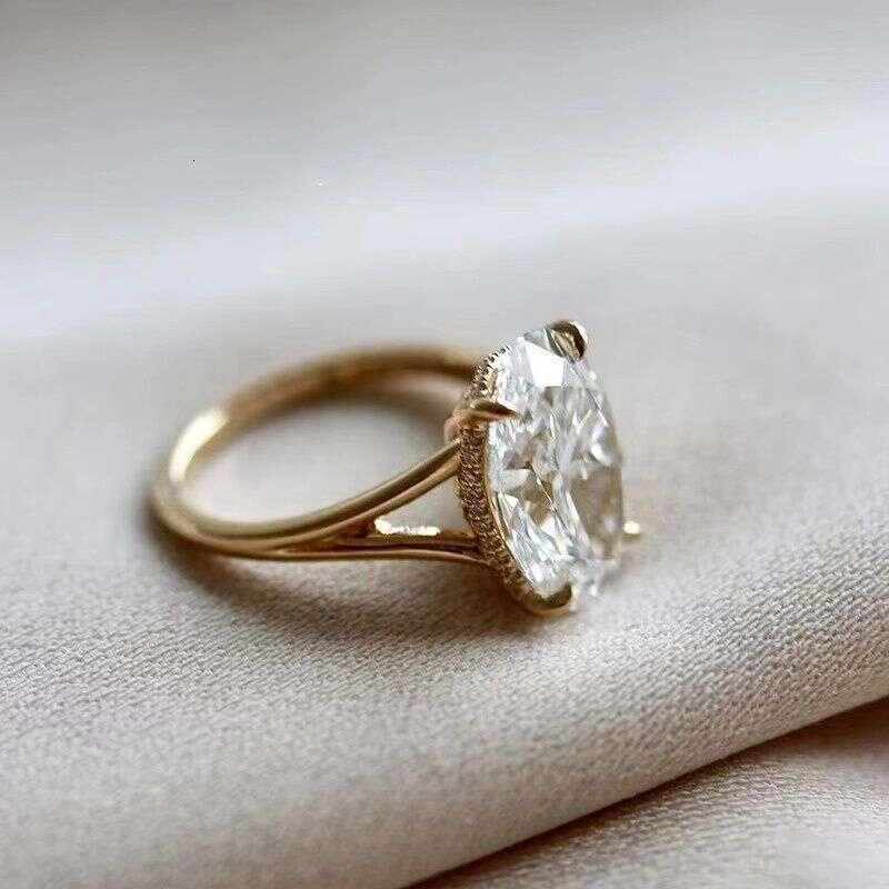 Finger Starry Night Four-Claw Oval Ring for Women, Silver, Niche Design, Light Luxury, Vintage, High-End Feel, Zircon, Jade, Non-Fading