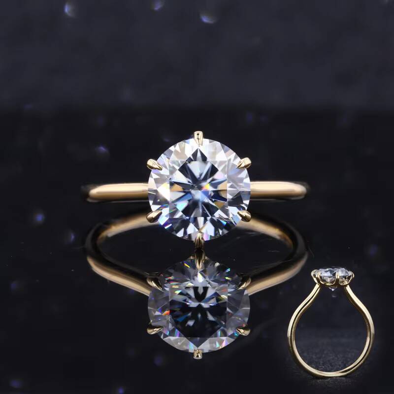 Starsgem 18K Yellow Joyeria De Oro 85mm 25ct Grey Moissanite Engagement Ring