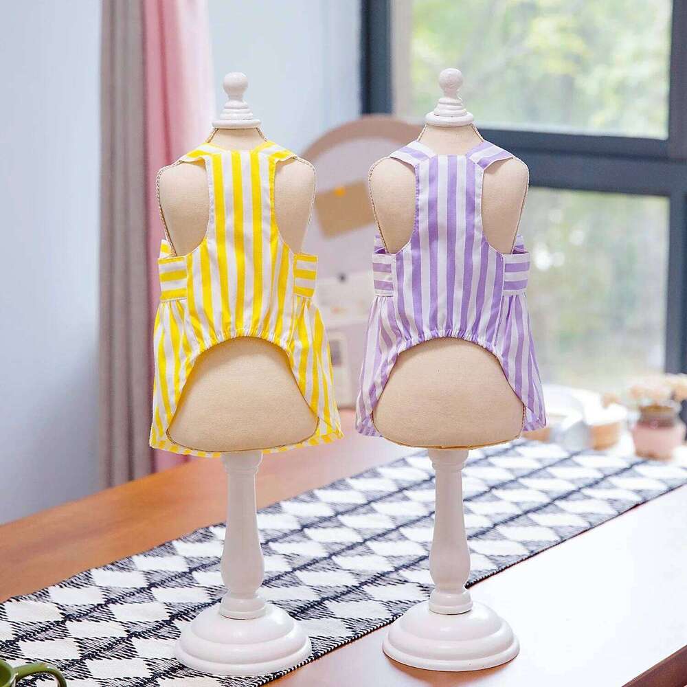 Spring Summer Cat Puppy Striped Princess Dress for Small Dog Skirt Pet Apparel H260129