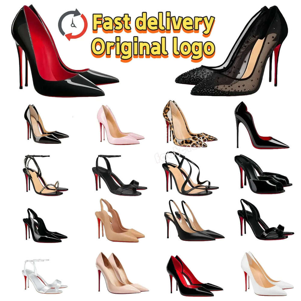Red Bottom Designer Heels Women's Real 6-12cm Woman Pumps Wedding Shoes Nude Black Patent Stiletto Genuine Leather Size 34-44 with box