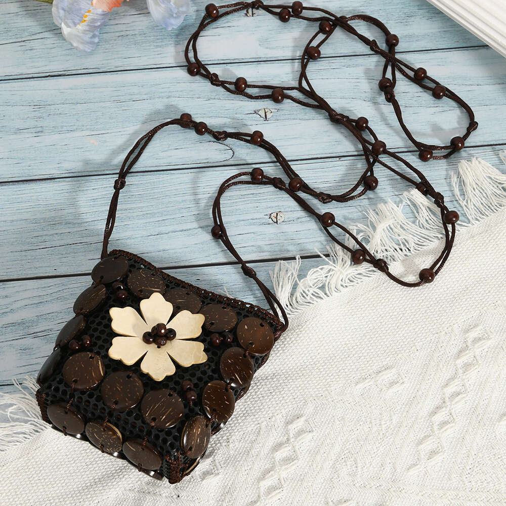 Unique Ethnic Style Coconut Shell Handwoven Crossbody Women's Bag