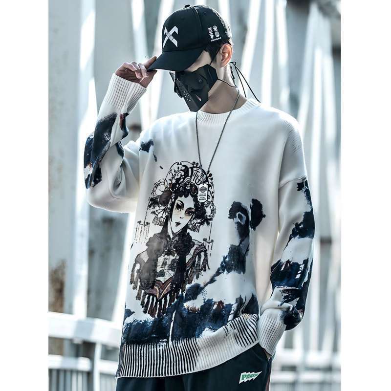 Xiaobin National Spring And Autumn New Men's Trendy Loose Handsome Outerwear Versatile Round Neck Knitted Sweater Trend Luanyun Luanyun