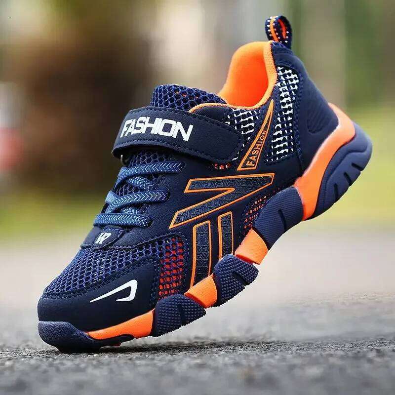 New Children Sports Mesh Running Shoes Kids Breathable Velcro Anti-slip Boy Fashion Soft Bottom Sneakers Y260128