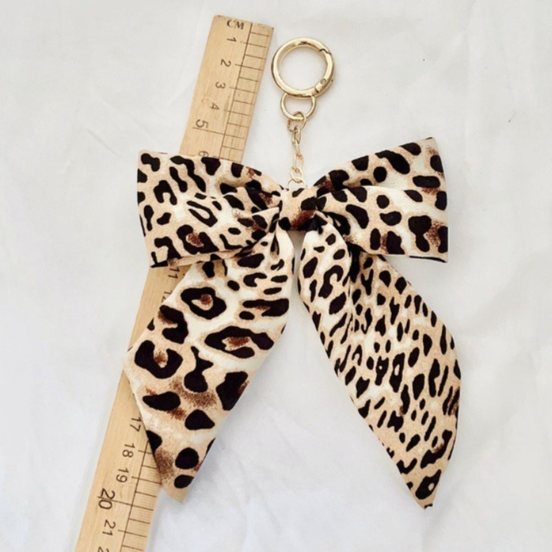 Keychain Print birthday gift Bow Fashion Leopard Fabric Scarf Bag Charm Creative Pendant Exquisite Accessory Ideal Gift for Women
