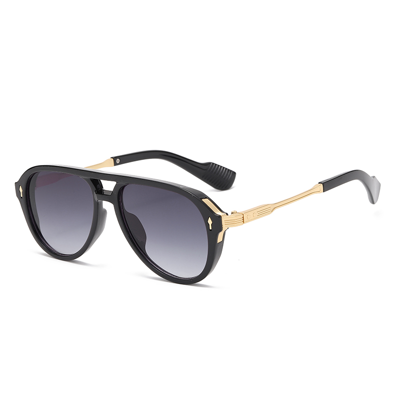 New Arrival Retro Style Double Bridge Square Frame Pilot Sunglasses for Men European American Style In Stock