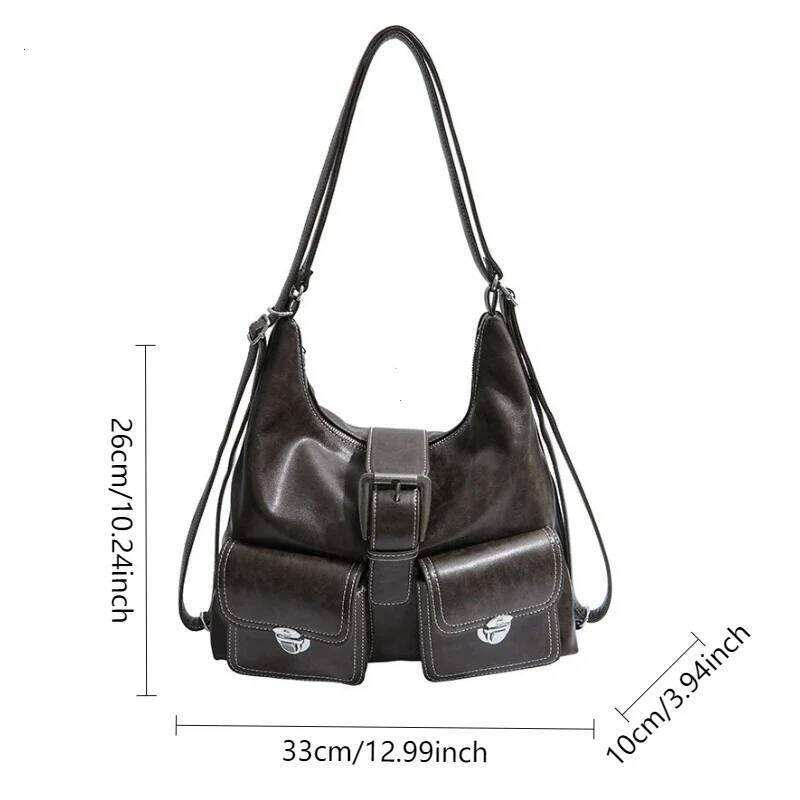 2025 New Sle Double oulder Bapa Trendy Leisure Handbags Retro Large Capaci Casual Women's Tote Underarm Bag Fall Winter