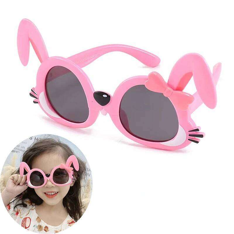 Boys and girls' cartoon rabbit ear children's round frame glasses baby fashion colorful cute sunglasses H260130