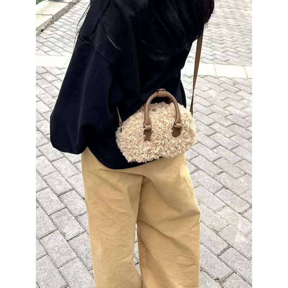 Fashionable Lamb Fur Women's Crossbody New Arrival Pillow Shaped Handbag Autumn Season Small Bag Versatile Design XJ260131