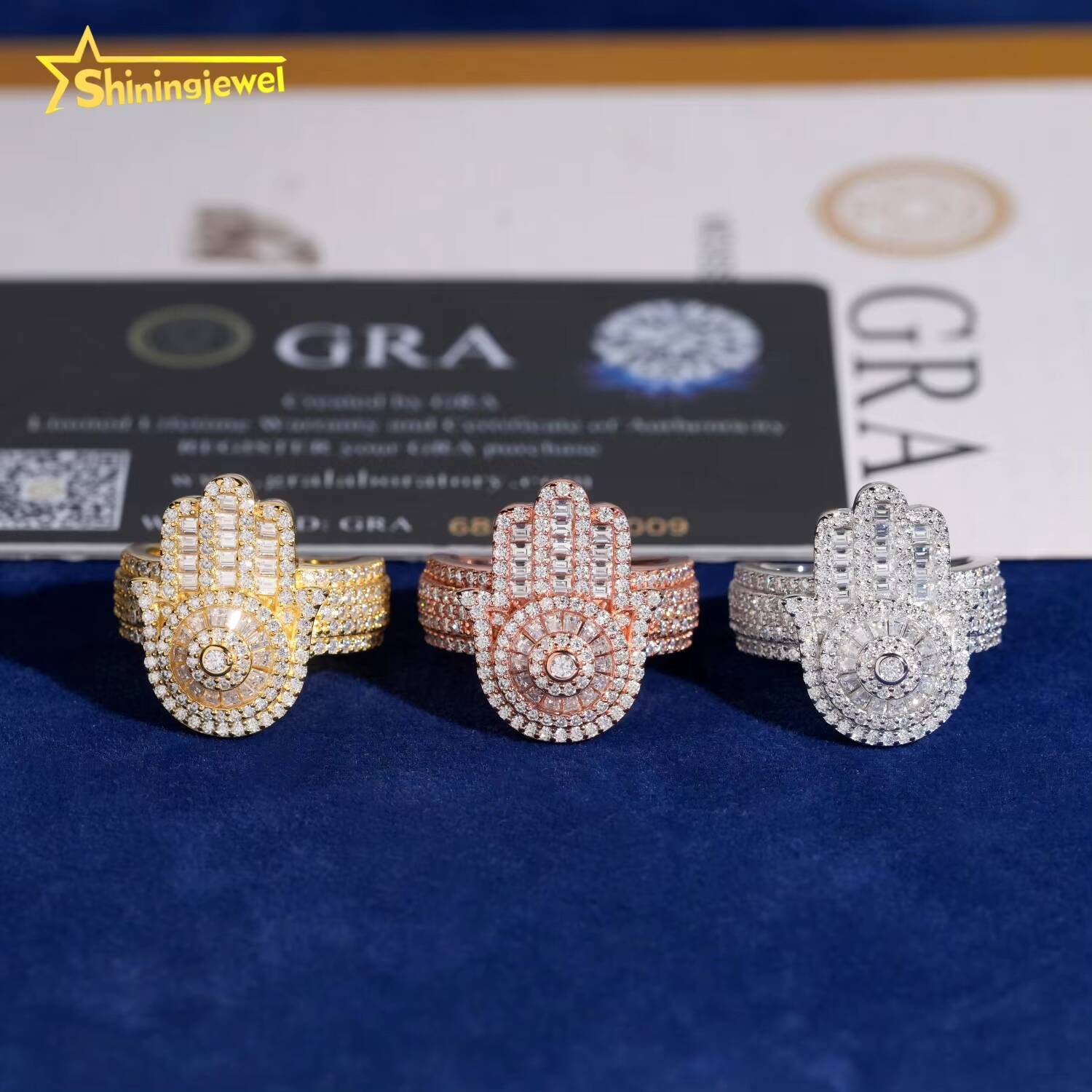 Wholesale Price 925 Sterling Silver Hand Ring Moisssanite Diamond Iced Out Jewelry Hip Hop Ring for Men Women