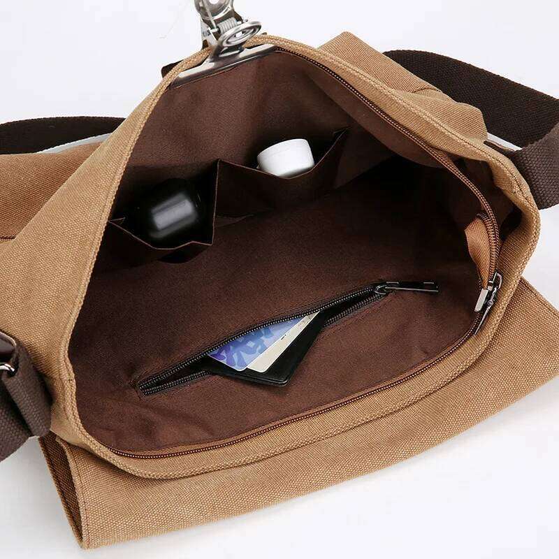 Men's canvas casual flip-top shoulder bag