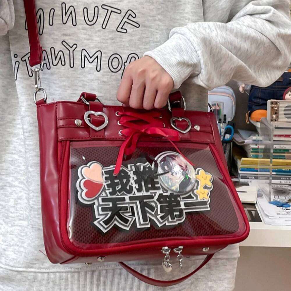 Italife Small Red Crossbody Ribbon Women Kawaii Clear Cute Shoulder Student Girl Heart Ita Bag with Insert 2026