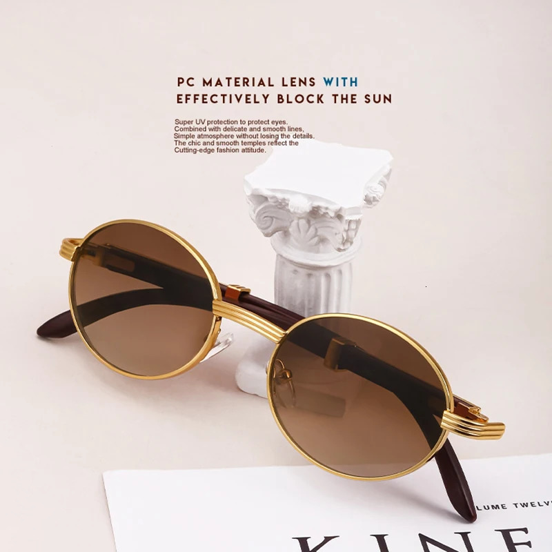 Oval Sunglasse Trendy Wooden Sunglasses Men Fashion Glasses Vintage Lentes De Sol Mujer Zonnebril 260120