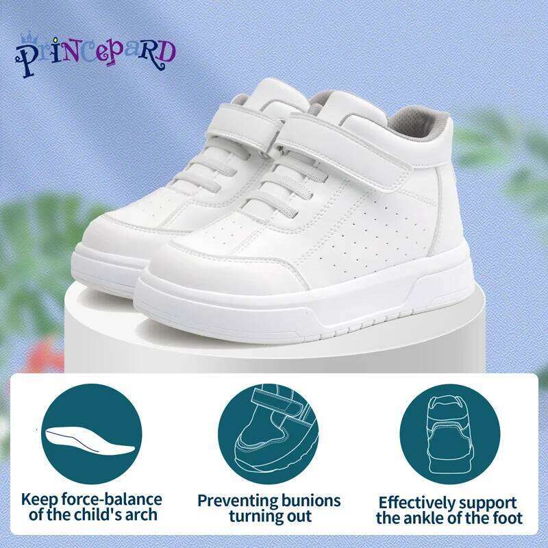 Princepard Kid Sneakers Orthopedic Boys Girls' High Back Ankle Support Children School Sporty White Casual Shoes Y260128