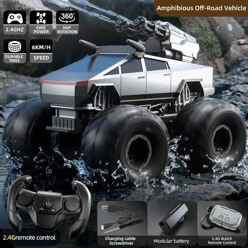 JJRC Q213 RC Off-road Stunt Amphibious Vehicle Children's Toy Cars 4WD 2.4G Pick-up Truck Water Cannon Remote Controlled Car Y260131