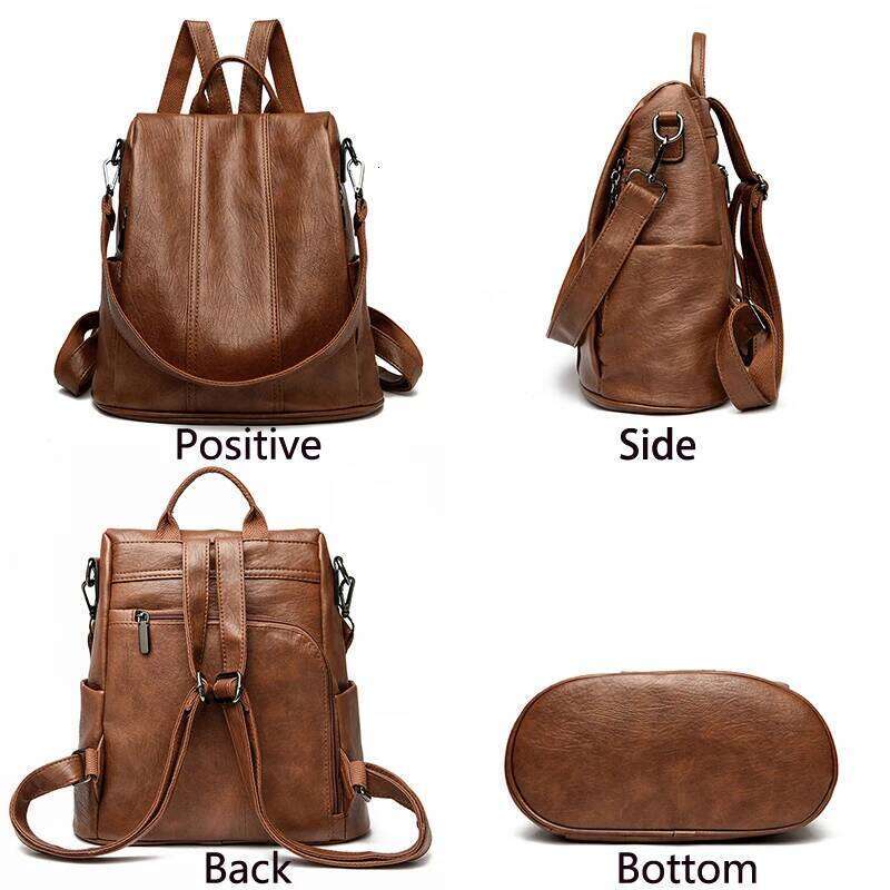 NEW Anti theft Backpack Purses High Quality Soft Leather Female Vintage Bag School Bags Travel Bagpack Ladies Bookbag Rucksack