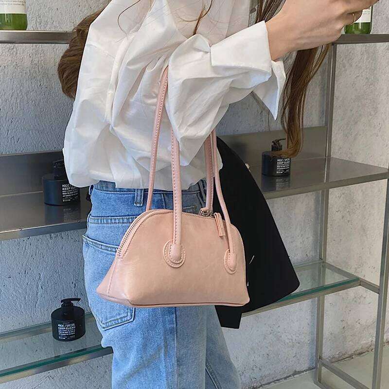 Fashion Women Underarm Bag Spring and Summer Solid Color Button Free PU Shoulder Bags French Casual Simple Girls Handbags