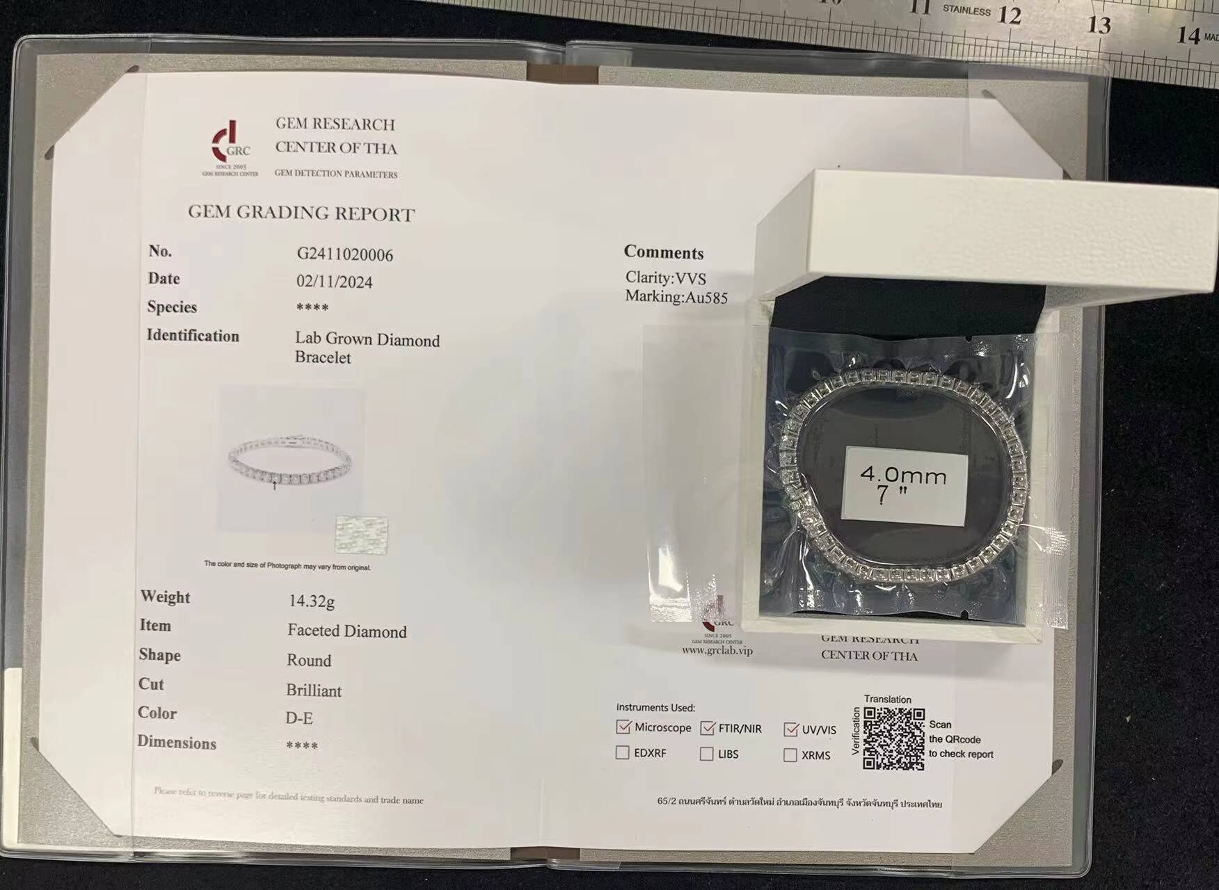 Fine Bracelets Bangles 2mm 3mm 4mm 10K Solid Gold Lab Grown Diamond Tennis Bracelet Necklace Tennis Chain with GRC Certificate