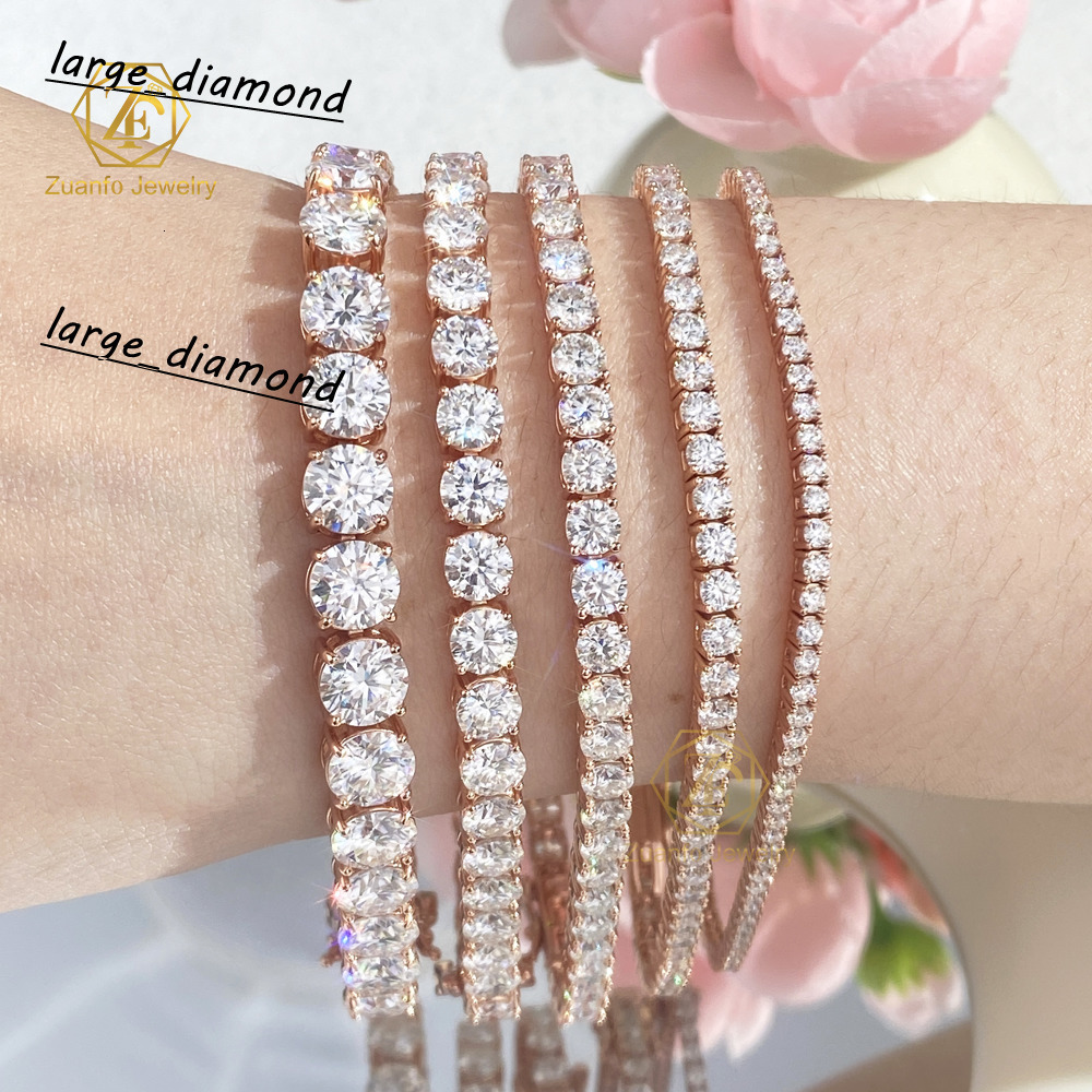 ZuanfoJewelry Wholesale in Stock Mossanite Tennis Chain 925 Sterling Silver Mens Women Hip Hop Chain VVS Moissanite Tennis Chain