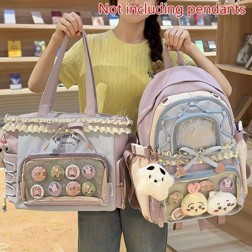 Two-Piece Pain Women's Bag Set Back to School Season Lace Lightweight Cute Girl Backpack 2025