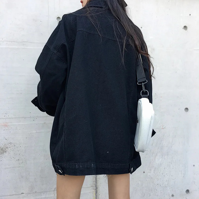 Denim Jacket Womens Medium and Long Black Spring Autumn Ins Ioose Big Size Net Red All Over The Atudents Top Gift 260120