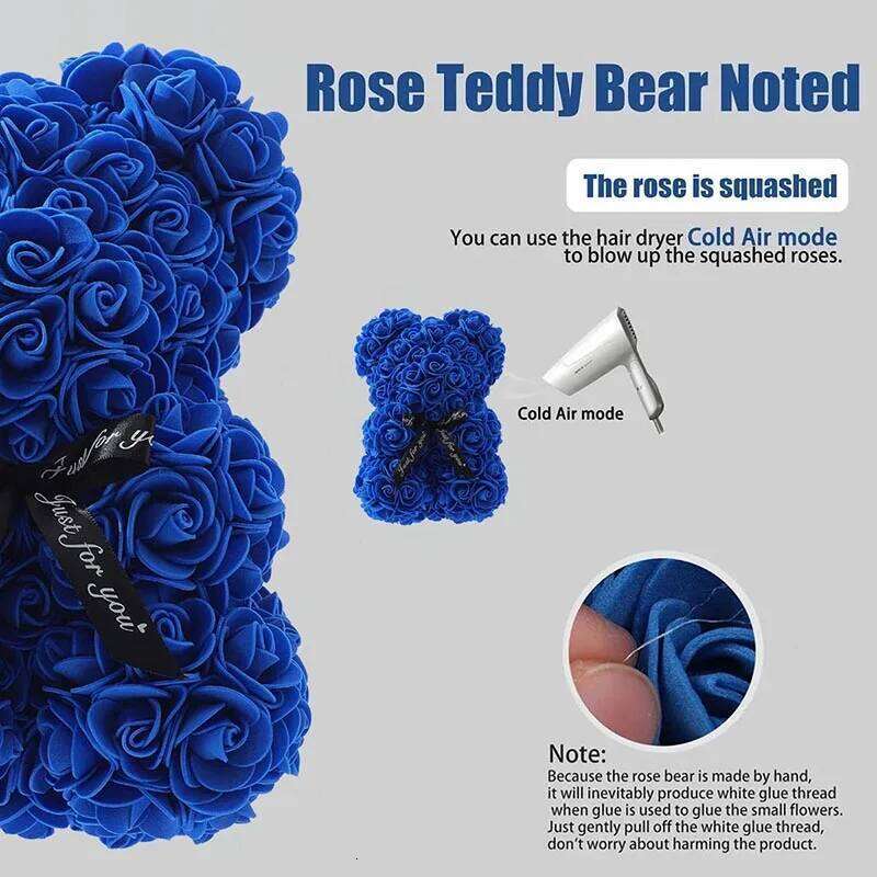 Fashion Artificial Gifts PE Eternal Rose Bear for Mom Mother's Birthday Valentine's Day Wedding Party Decoration Y260131