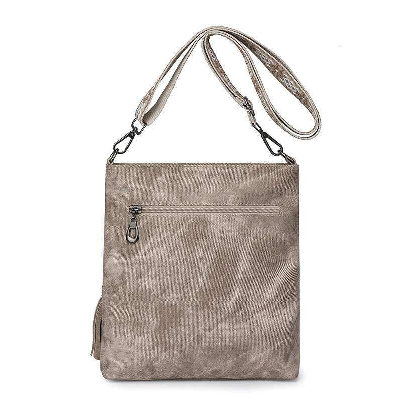 Retro denim PU single-shoulder - Large capacity, fashionable fringed women's crossbody bag with multiple pockets, suitable f