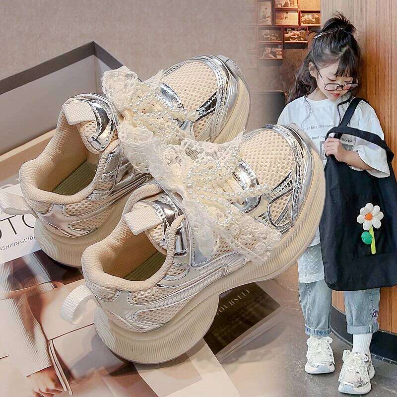 Sports Spring Autumn Pink Breathable Girls Casual 3-18 Years Old Beige Soft Non-slip Children's Single Shoes Y260128
