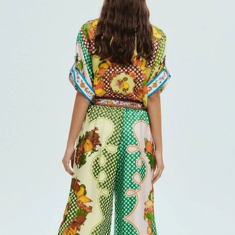 Spring new women's fashion retro style lapel coat and wide-leg pants two-piece set