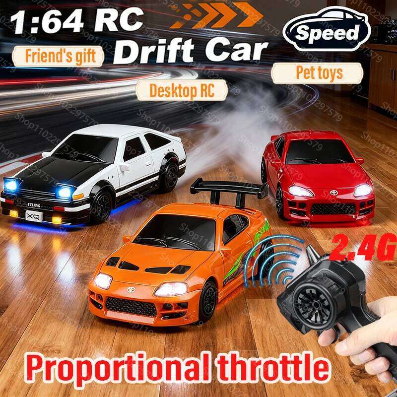 Stunt Drift Car 2.4G Remote Control 1:64 Professional Alloy Plastic Simulation Construction Vehicle For Kid Desk Decora Toy Gift Y260131